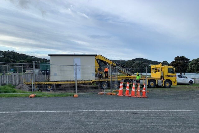 New toilet buildings for Mangawhai and Maungaturoto craned into place