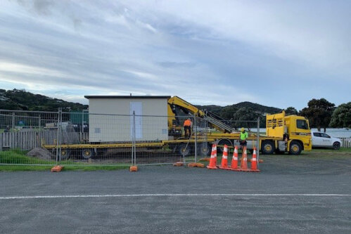 New toilet buildings for Mangawhai and Maungaturoto craned into place