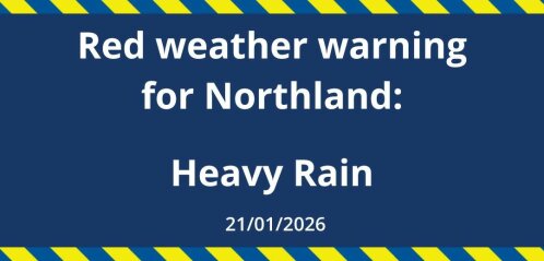 21 January | Red heavy rain warning